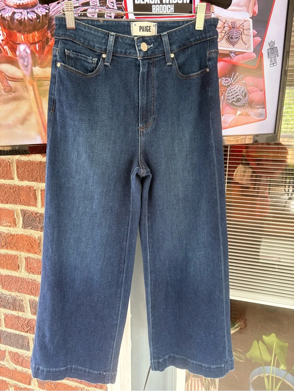 PAIGE Foreign Film Wide-Leg Cropped Jeans in Deep Blue - Picture 2 of 6